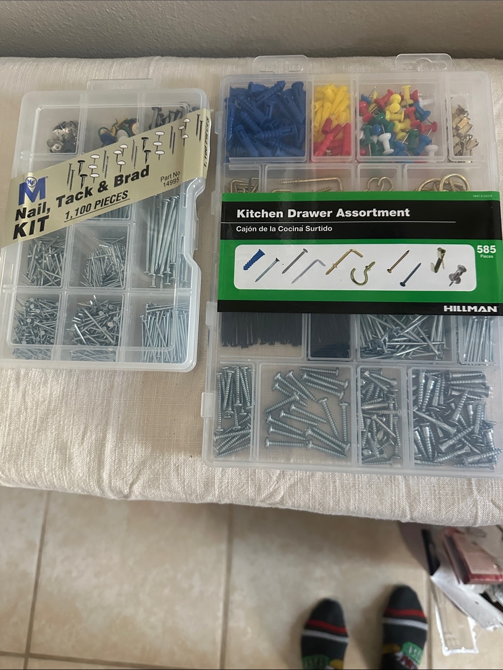 Set of 2 Nail & Screw kits for home like new has over 1600 items
